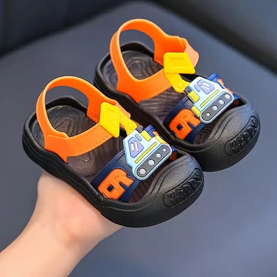 Summer Black New Fashion Cartoon Youngsters Sandals, Soft Sole, Comfortable Closed Toe, EVA Upper, Sole and Insole, Hollow Design, Round Toe, Daily Casual Wear Sandals SDL7551A